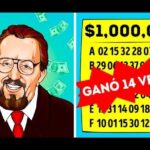 Ilustración dividida que muestra a la izquierda una caricatura de un hombre con gafas y barba sonriendo entre billetes verdes y a la derecha un boleto de lotería amarillo con premio destacado y una cinta roja que dice GANÓ 14 VECES, planteando la pregunta 'Bonoloto o Lotería del Niño: ¿quién tiene más probabilidades?